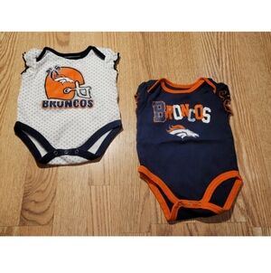 Denver Broncos Baby Girls Bodysuits Shirts Size: 0-3 Months Lot Of 2
